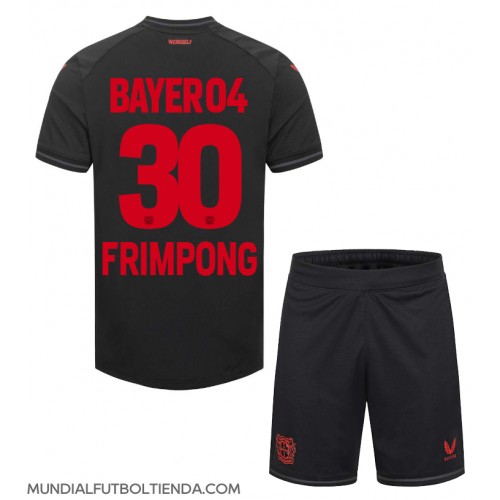 Camiseta Bayer Leverkusen Jeremie Frimpong #30 Primera Equipación Replica 2023-24 para niños mangas cortas (+ Pantalones cortos)